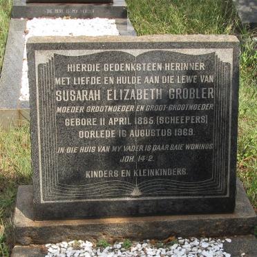 GROBLER Susarah Elizabeth nee SCHEEPERS 1885-1956