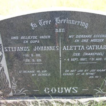 GOUWS Stefanus Johannes 1888-1969 &amp; Aletta Catharina SWANEPOEL 1887-1962