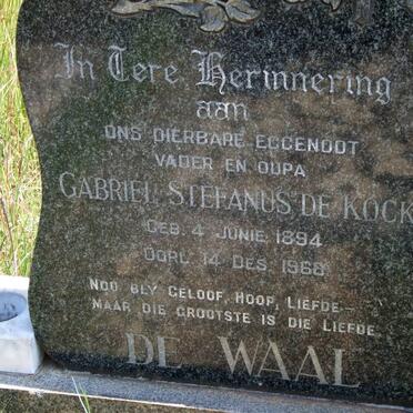 WAAL Gabriel Stefanus De Kock, de 1894-1968