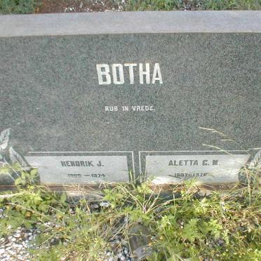 BOTHA Hendrik J. 1905-1974 &amp; Aletta G.N. 1907-1976