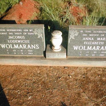 WOLMARANS Jacobus Lodewicus 1920-1983 &amp; Anna Maria Elizabeth 1926-2002