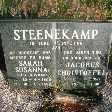 STEENEKAMP Jacobus Christoffel 1898-1988 &amp; Sarah Susanna BOSMAN 1908-1982