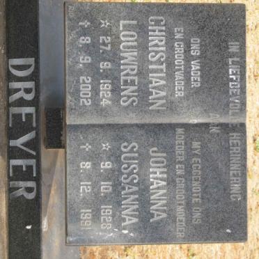 DREYER Christiaan Louwrens 1924-2002 &amp; Johanna Sussanna 1928-1991