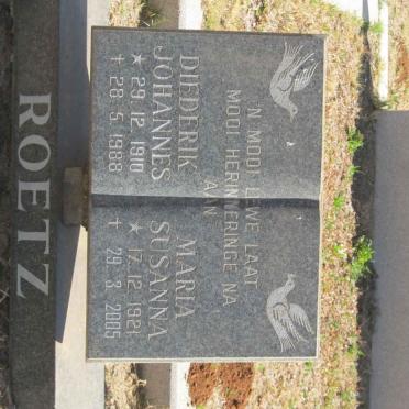 ROETZ Diederik Johannes 1910-1988 &amp; Maria Susanna 1921-2005