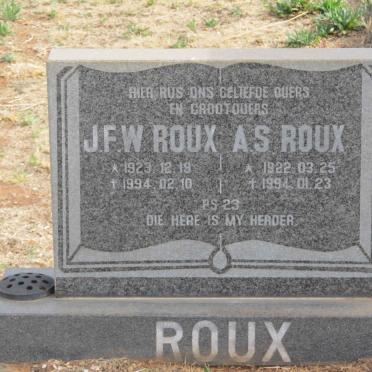 ROUX J.F.W. 1923-1994 &amp; A.S. 1922-1994