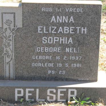 PELSER Anna Elizabeth Sophia nee NEL 1937-1981