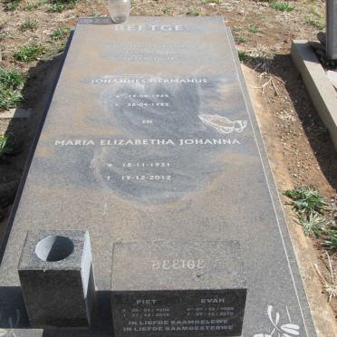 BEETGE Johannes Hermanus 1925-1992 &amp; Maria Elizabetha Johanna 1931-2012