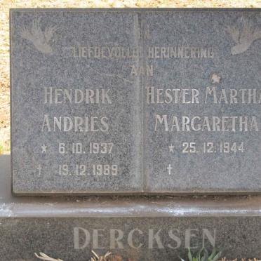 DERCKSEN Hendrik Andries 937-1989 &amp; Hester Martha Margaretha 1944-