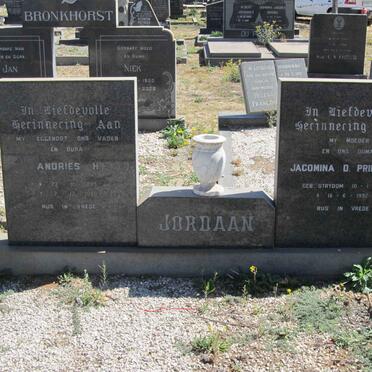 JORDAAN Andries H. 1895-1980 &amp; Jacomina D. Prinsloo STRYDOM 1912-1992