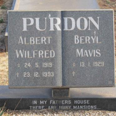 PURDON Albert Wilfred 1919-1993 &amp; Beryl Mavis 1929-