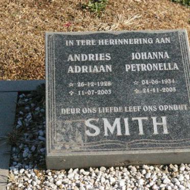 SMITH Andries Adriaan 1928-2003 &amp; Johanna Petronella 1934-2003