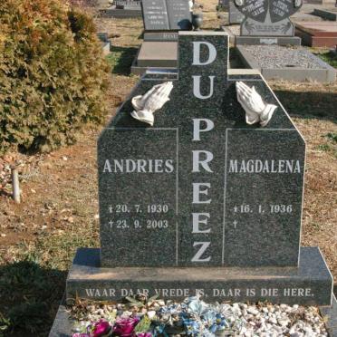 PREEZ Andries, du 1930-2003 &amp; Magdalena 1936-