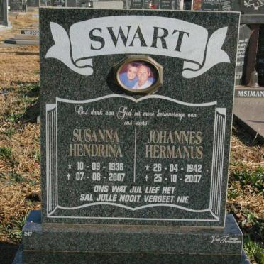 SWART Johannes Hermanus 1942-2007 &amp; Susanna Hendrina 1936-2007