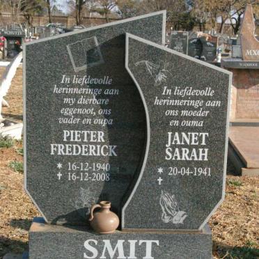 SMIT Pieter Frederick 1940-2008 &amp; Janet Sarah 1941-