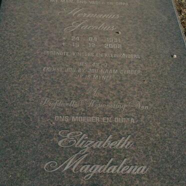STRYP Hermanus Jacobus, van 1931-2002 &amp; Elizabeth Magdalena 1935-2003