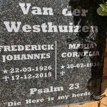 WESTHUIZEN Frederick Johannes, van der 1926-2015 &amp; Maria Cornelia 1938-