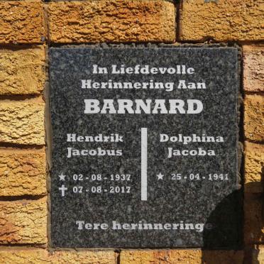 BARNARD Hendrik Jacobus 1937-2017 &amp; Dolphina Jacoba 1941-