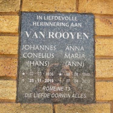 ROOYEN Johannes Conelius, van 1936-2019 &amp; Anna Maria 1940-2012
