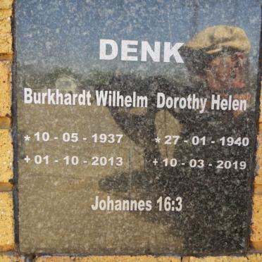 DENK Burkhardt Wilhelm 1937-2013 &amp; Dorothy Helen 1940-2019