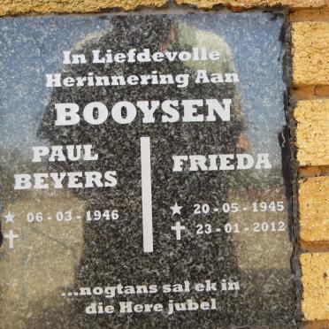 BOOYSEN Paul Beyers 1946- &amp; Frieda 1945-2012