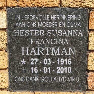 HARTMAN Hester Susanna Francina 1916-2010