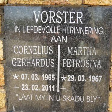 VORSTER Cornelius Gerhardus 1965-2011 &amp; Martha Petrosina 1967-