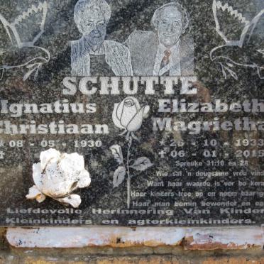 SCHUTTE Ignatius Christiaan 1930- &amp; Elizabeth Magrietha 1933-2015