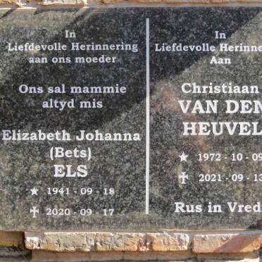 ELS Elizabeth Johanna 1941-2020 :: HEUVEL Christiaan, van den 1972-2021