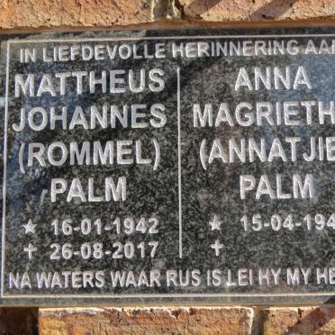 PALM Mattheus Johannes 1942-2017 &amp; Anna Magrietha 1945-