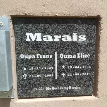 MARAIS Frans 1924-2009 &amp; Elize 1926-2016