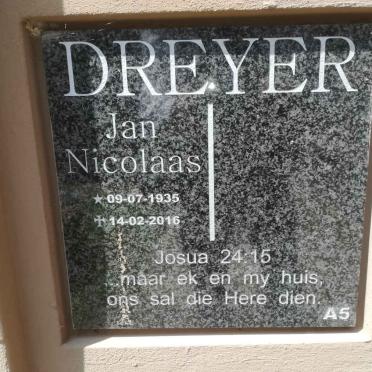 DREYER Jan Nicolaas 1935-2016