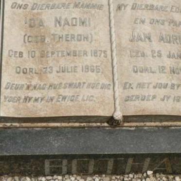 BOTHA Jan Adriaan 1873-1945 &amp; Ida Naomi THERON 1875-1965