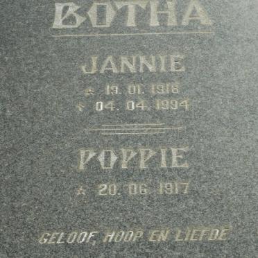 BOTHA Jannie 1918-1994 &amp; Poppie 1917-