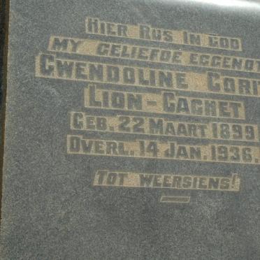 CACHET Gwendoline Corith, Lion 1899-1936