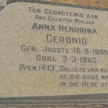 CERONIO Anna Hendrina nee JOOSTE 1880-1963