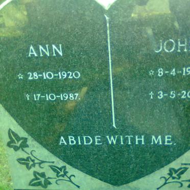 HART John 1917-2001 &amp; Ann 1920-1987