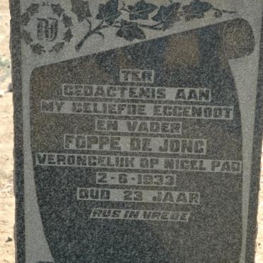 JONG Foppe, de  -1933 