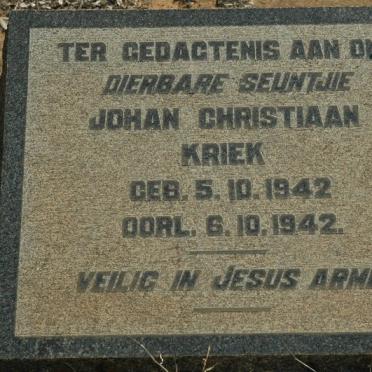 KRIEK Johan Christiaan 1942-1942