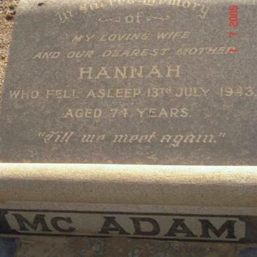 McADAM Hannah -1943