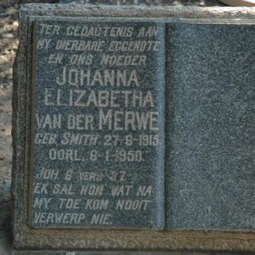 MERWE Johanna Elizabeth, van der 1915-1950