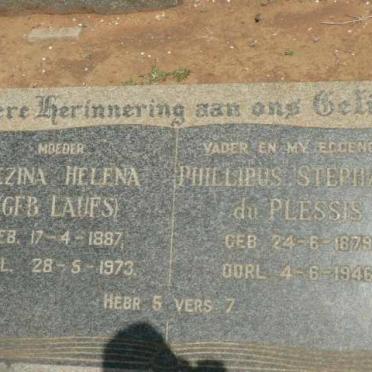 PLESSIS Phillipus Stephanus, du 1879-1946 &amp; Gezina Helena LAUFS 1887-1973