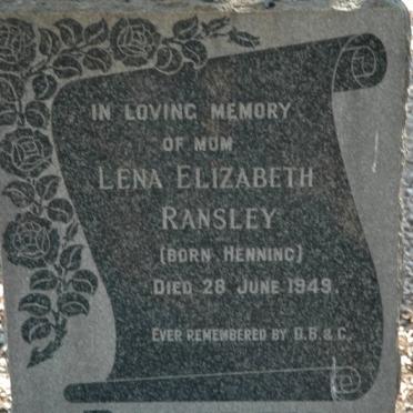 RANSLEY Lena Elizabeth nee HENNING  -1949