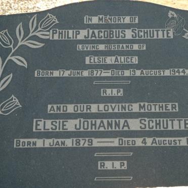 SCHUTTE Philip Jacobus 1877-1944 &amp; Elsie Johanna 1879-1965