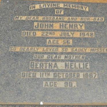 ? John Henry -1948 &amp; Bertha Nellie -1987