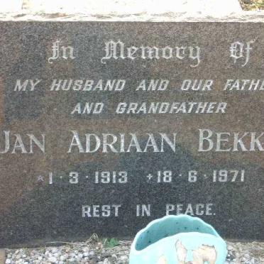 BEKKER Jan Adriaan 1913-1971