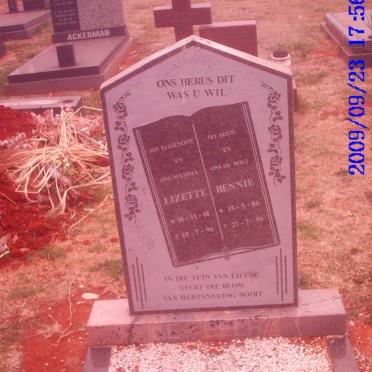 BEER Lizette, de 1961-1996 :: DE BEER Bennie 1986-1996