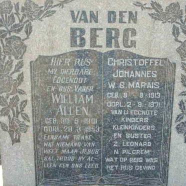 BERG William Allen, van den 1901-1953 :: MARAIS Christoffel Johannes W.S. 1913-1971