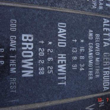 BROWN David Hewitt 1925-1998 &amp; Helen Hay 1925-1979 