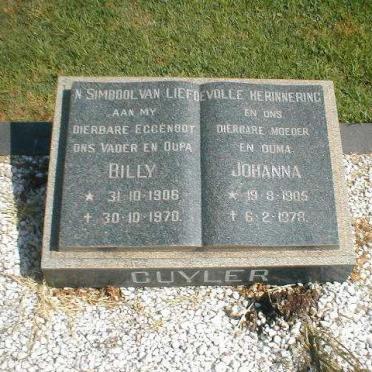 CUYLER Billy 1906-1970 &amp; Johanna 1905-1978