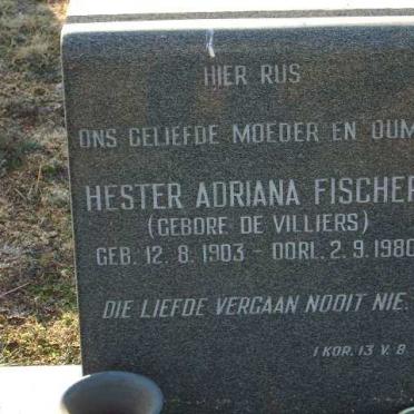 FISCHER Hester Adriana nee DE VILLIERS 1903-1980